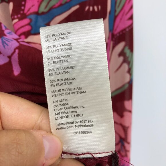 Free People Red Floral Piece Of Paradise Blouse Bell Sleeve Tie Front Crop Top S - Picture 9 of 16